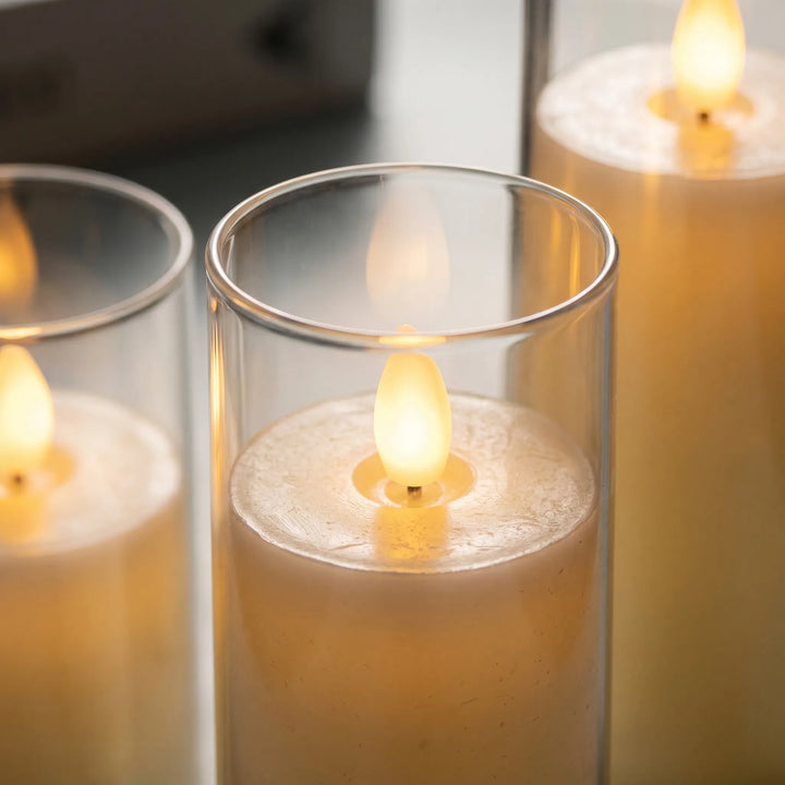 Flameless LED Candles In Glass Holders -  Flamglow