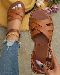 Flat Sandal With Crossover Straps - Madeline