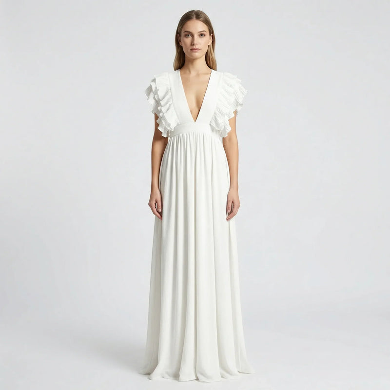 Fließendes Abendkleid Mit Rüschenärmeln - Gladys