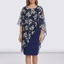 Floral Overlay Layered Midi Dress - Heather