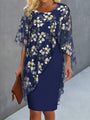 Floral Overlay Layered Midi Dress - Heather