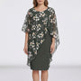 Floral Overlay Layered Midi Dress - Heather