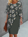 Floral Overlay Layered Midi Dress - Heather