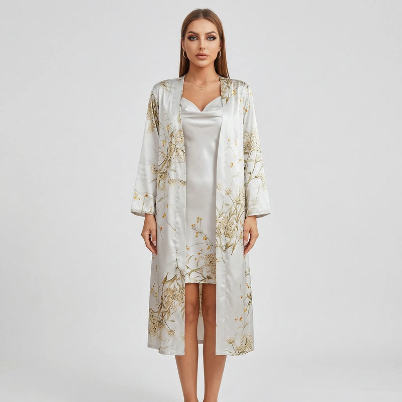 Floral Print Kimono And Slip Dress Set - Thelma