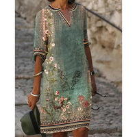 Floral Print Knee-Length Shift Dress - Jane