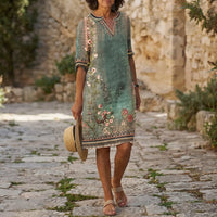 Floral Print Knee-Length Shift Dress - Jane