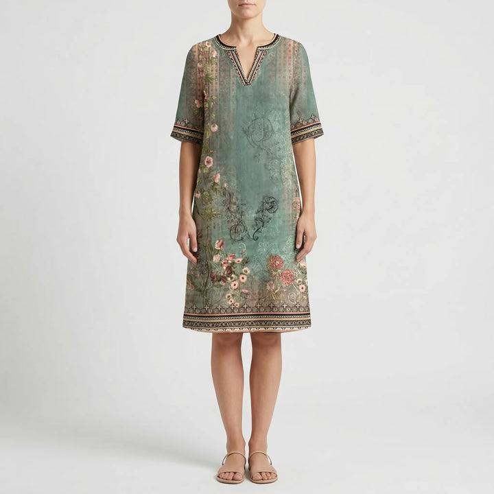 Floral Print Knee-Length Shift Dress - Jane