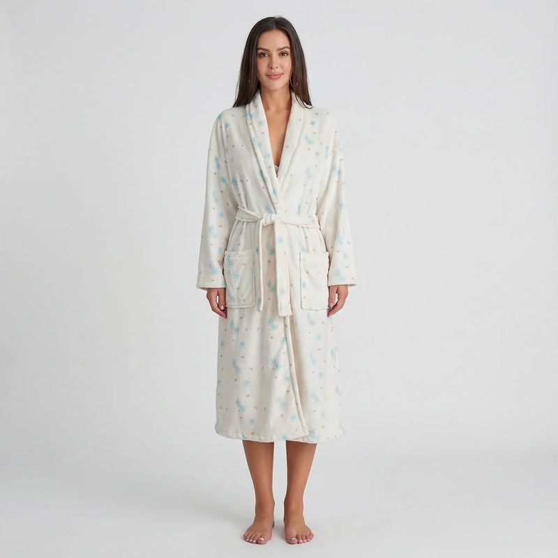Floral Print Long Dressing Gown - Rebecca