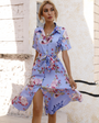 Floral Print Midi Shirt Dress - Tami