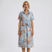 Floral Print Midi Shirt Dress - Tami