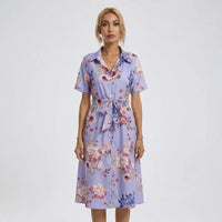 Floral Print Midi Shirt Dress - Tami