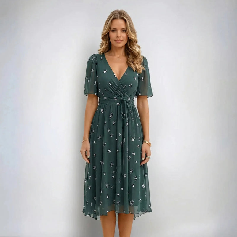 Floral Print Wrap-Style Midi Dress - Geraldine