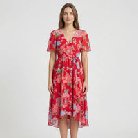 Floral Print Wrap-Style Midi Dress - Geraldine