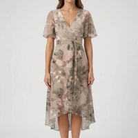 Floral Print Wrap-Style Midi Dress - Geraldine