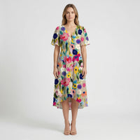 Floral Print Wrap-Style Midi Dress - Geraldine