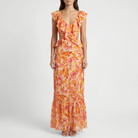 Florales Maxikleid Mit V-Ausschnitt - Kathy
