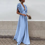 Flowing Evening Dress With Ruffled Sleeves - Hattie