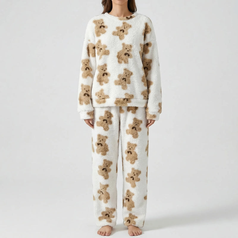 Fluffy Bear Print Pyjama Set - Alexandra