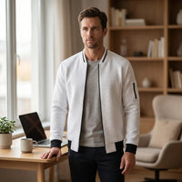 Full-Zip Textured Grid Cardigan - Mitchell