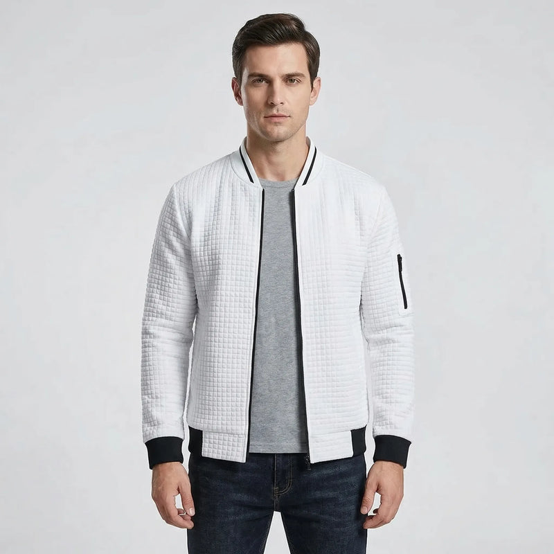 Full-Zip Textured Grid Cardigan - Mitchell