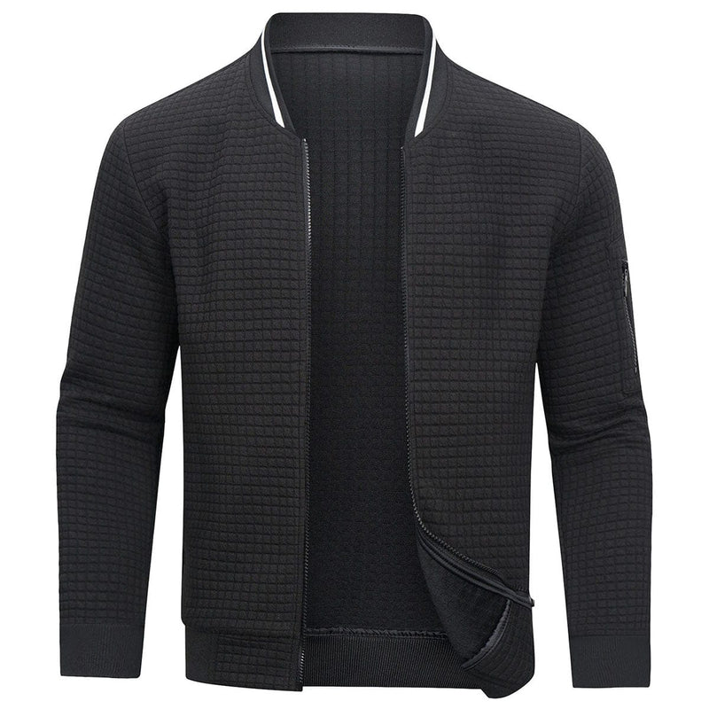 Full-Zip Textured Grid Cardigan - Mitchell