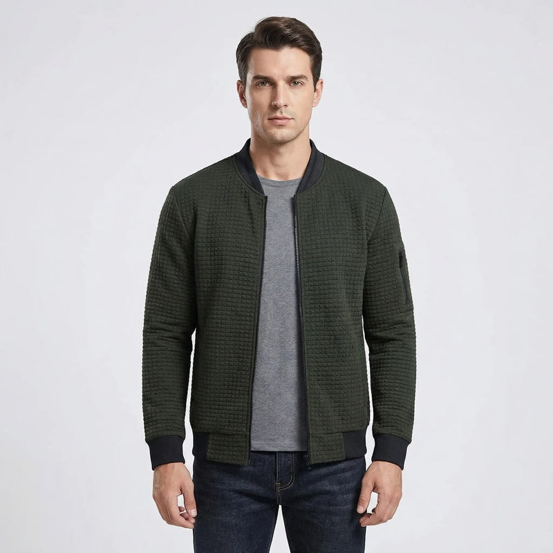 Full-Zip Textured Grid Cardigan - Mitchell