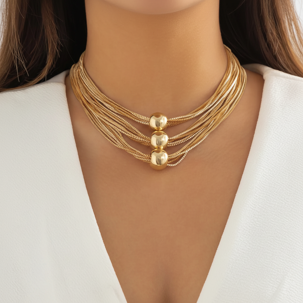 Geometrische Choker-Halskette - GlowSphere 