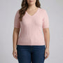 Geripptes Strickshirt Damen V-Ausschnitt - Silvia