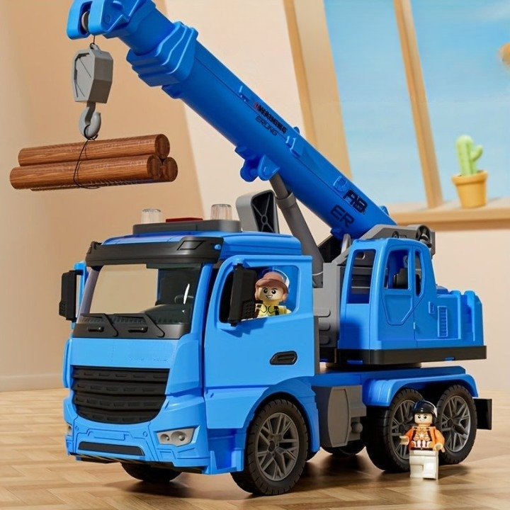 Kranwagen-Spielzeug mit Licht & Sound – Beweglicher Ausleger für Baustellen-Rollenspiele