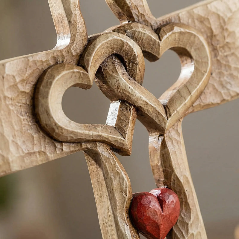 Gesneden Kruis Met Verstrengelde Harten - FaithHeart