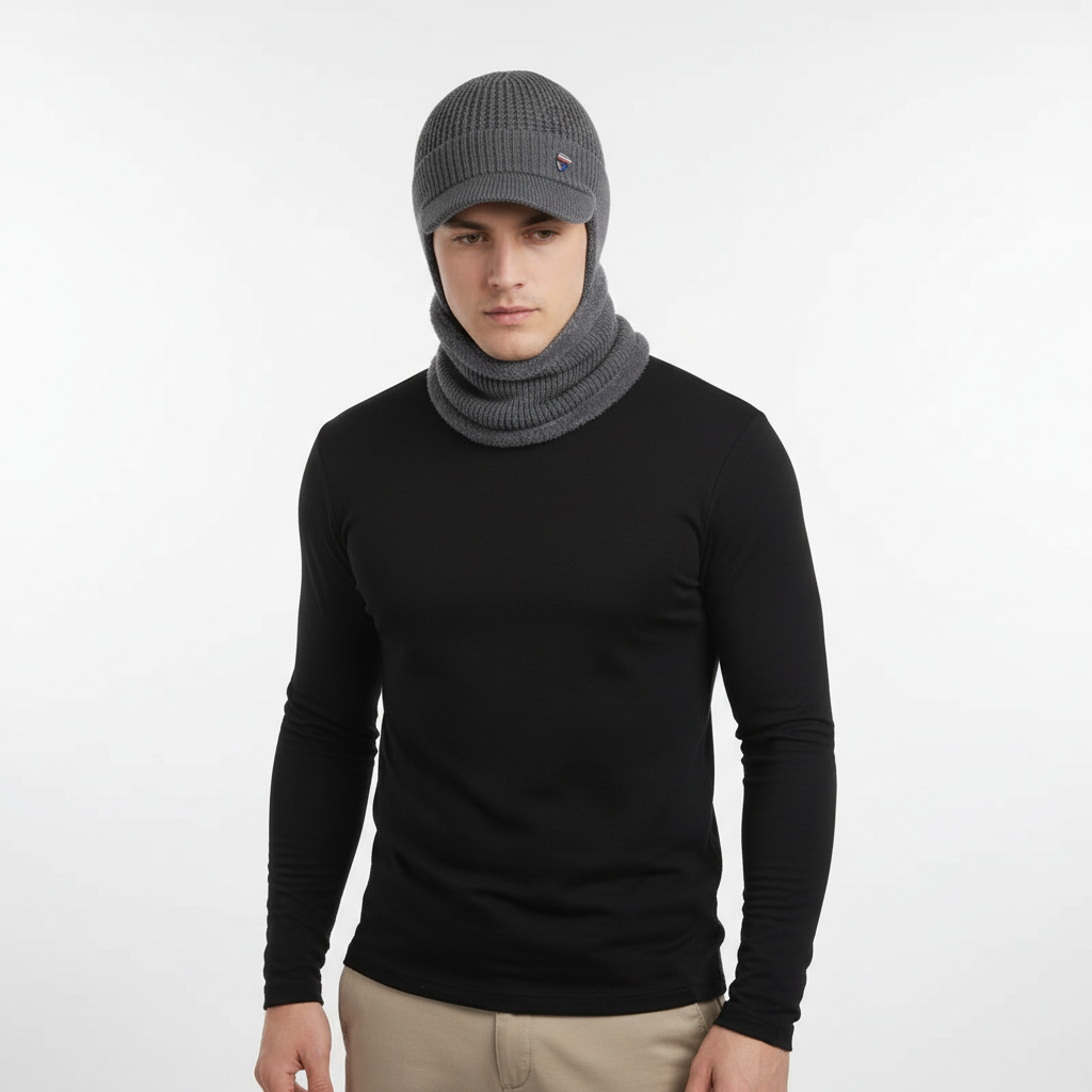 Gestrickte Herrenmütze Mit Schirm - FrostVisor