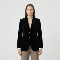 Getailleerde Fluwelen Blazer Met Gouden Knopen - Tamara