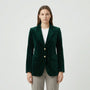 Getailleerde Fluwelen Blazer Met Gouden Knopen - Tamara