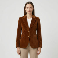 Getailleerde Fluwelen Blazer Met Gouden Knopen - Tamara
