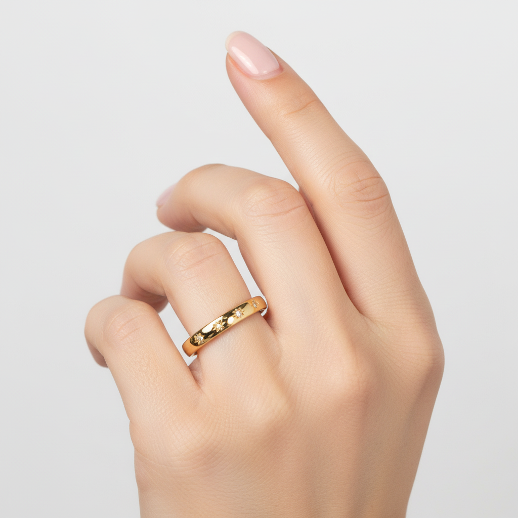 Goldfarbener Zirkonring - Elegantring 