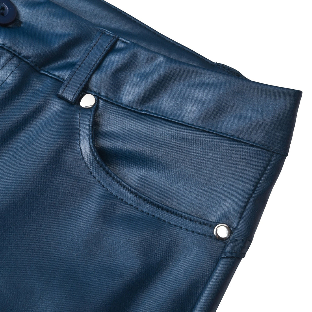 Leder-Stretchhose mit hohem Bund – Raffaela