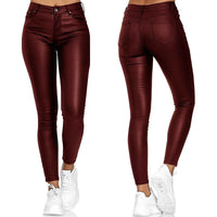 Leder-Stretchhose mit hohem Bund – Raffaela