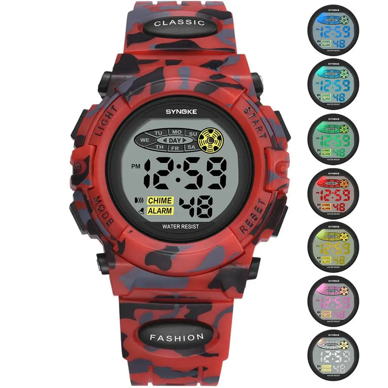 Wasserdichte digitale Kinderarmbanduhr mit LED-Display – Livano