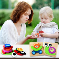 Montessori Lernpuzzle aus Holz – FarbenFreude (1+1 Gratis)