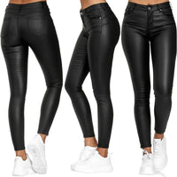 Leder-Stretchhose mit hohem Bund – Raffaela