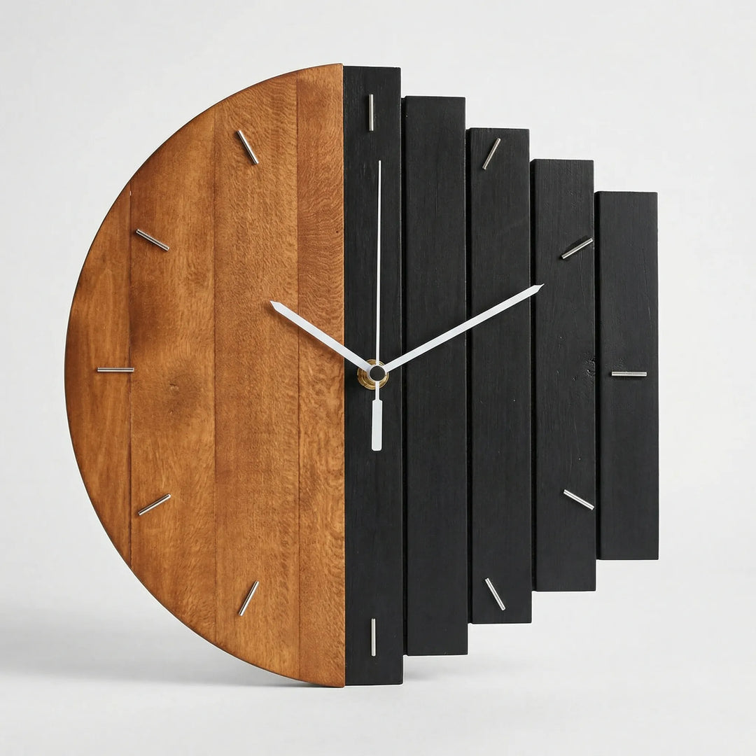 Halbrunde Wanduhr Im Lamellen-Design - Timbera