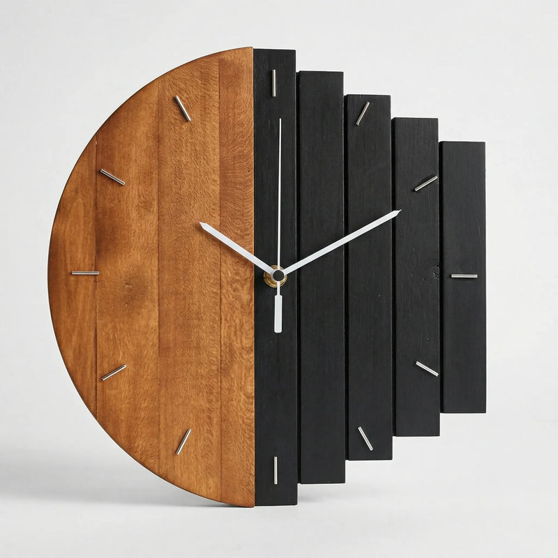 Halbrunde Wanduhr Im Lamellen-Design - Timbera