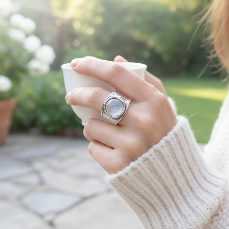 Handgefertigter Silberring - LunarCharm 