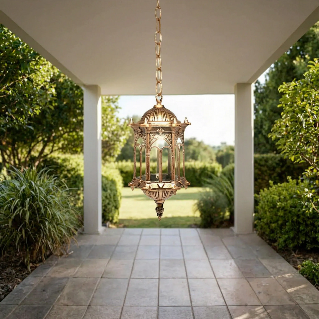 Hanging Lantern Pendant Light With Ornate Metalwork -  Lanthernis