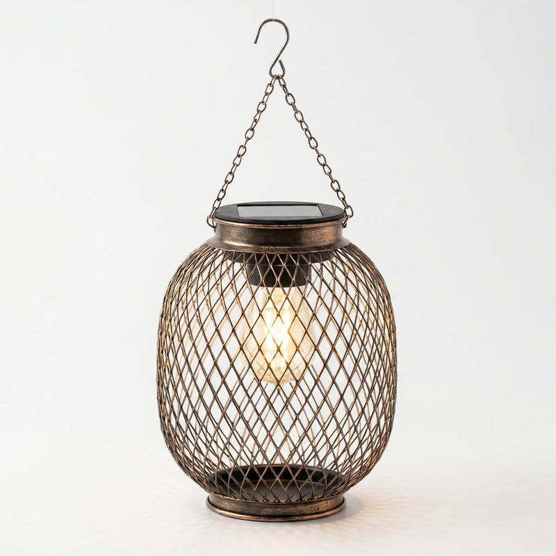 Hanging Solar Lantern With Mesh Cage -  Solantis