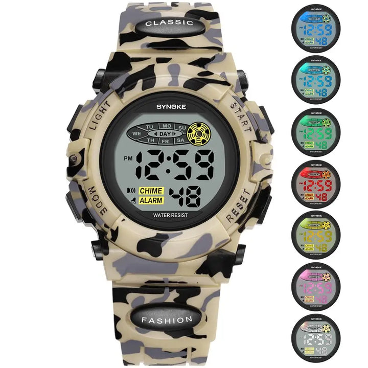 Wasserdichte digitale Kinderarmbanduhr mit LED-Display – Livano