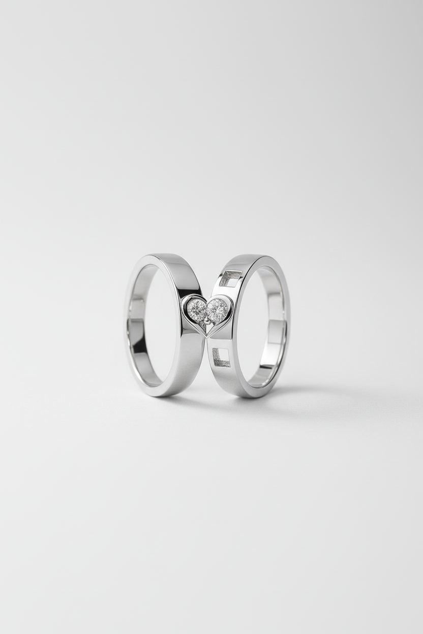 Herzförmiges Ring-Set - HeartBond 