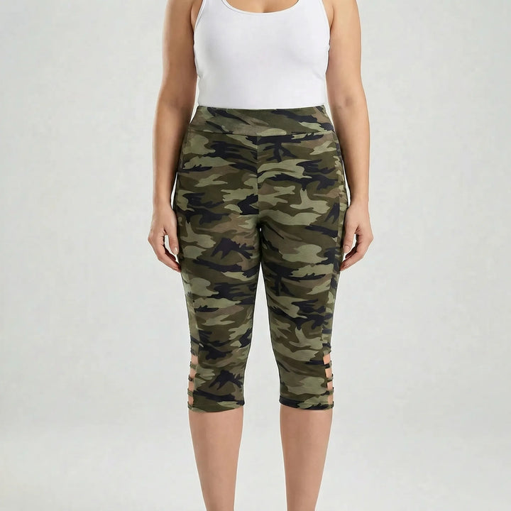 High-Waist Capri Leggings Damen Im Camo-Look - Tami