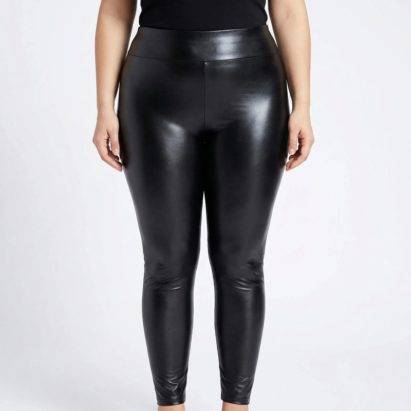 High-Waist Kunstleder-Leggings für große Größen - Lorena