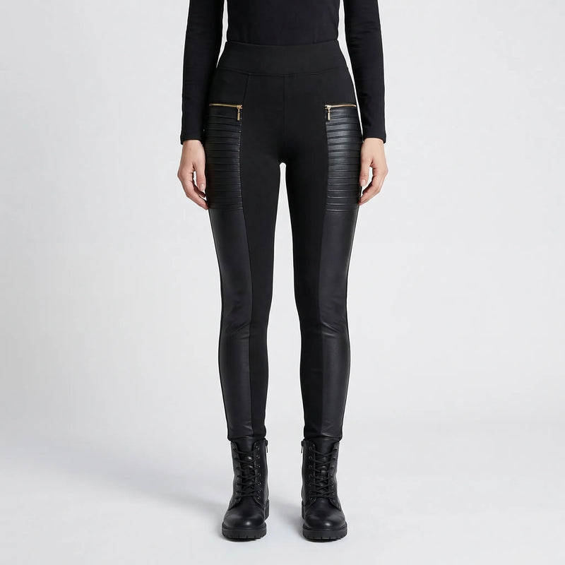 High-Waist Skinny Patchwork Trousers - Constance